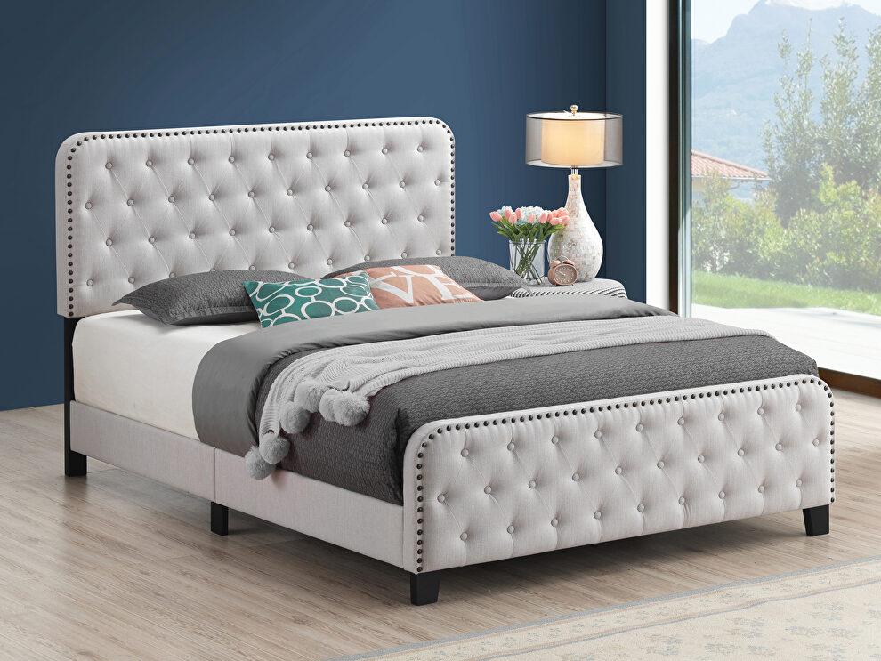 

    
Contemporary Beige Linen-like Fabric King Bed Coaster 305992KE Littleton
