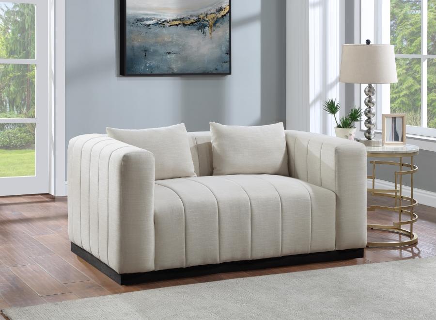 

    
Contemporary Beige Solid Wood Loveseat Meridian Furniture Lucia 655Beige-L

