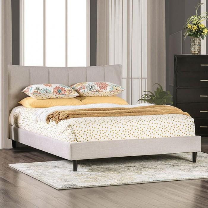 

    
Contemporary Beige Solid Wood Queen Platform Bed Furniture of America Ennis CM7678BG-Q

