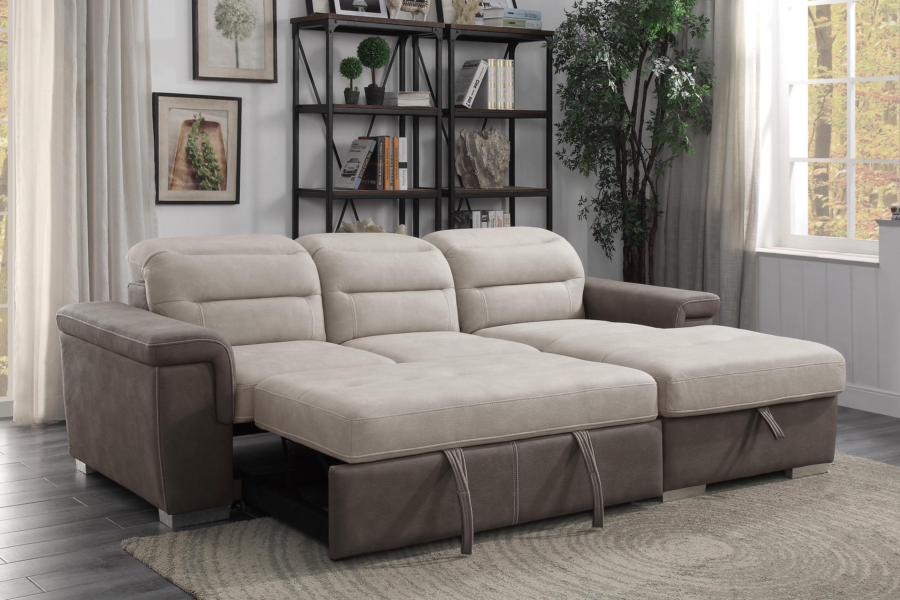 

    
 Order  Contemporary Beige & Taupe Microfiber 2-Piece Sectional Homelegance 9808*SC Alfio
