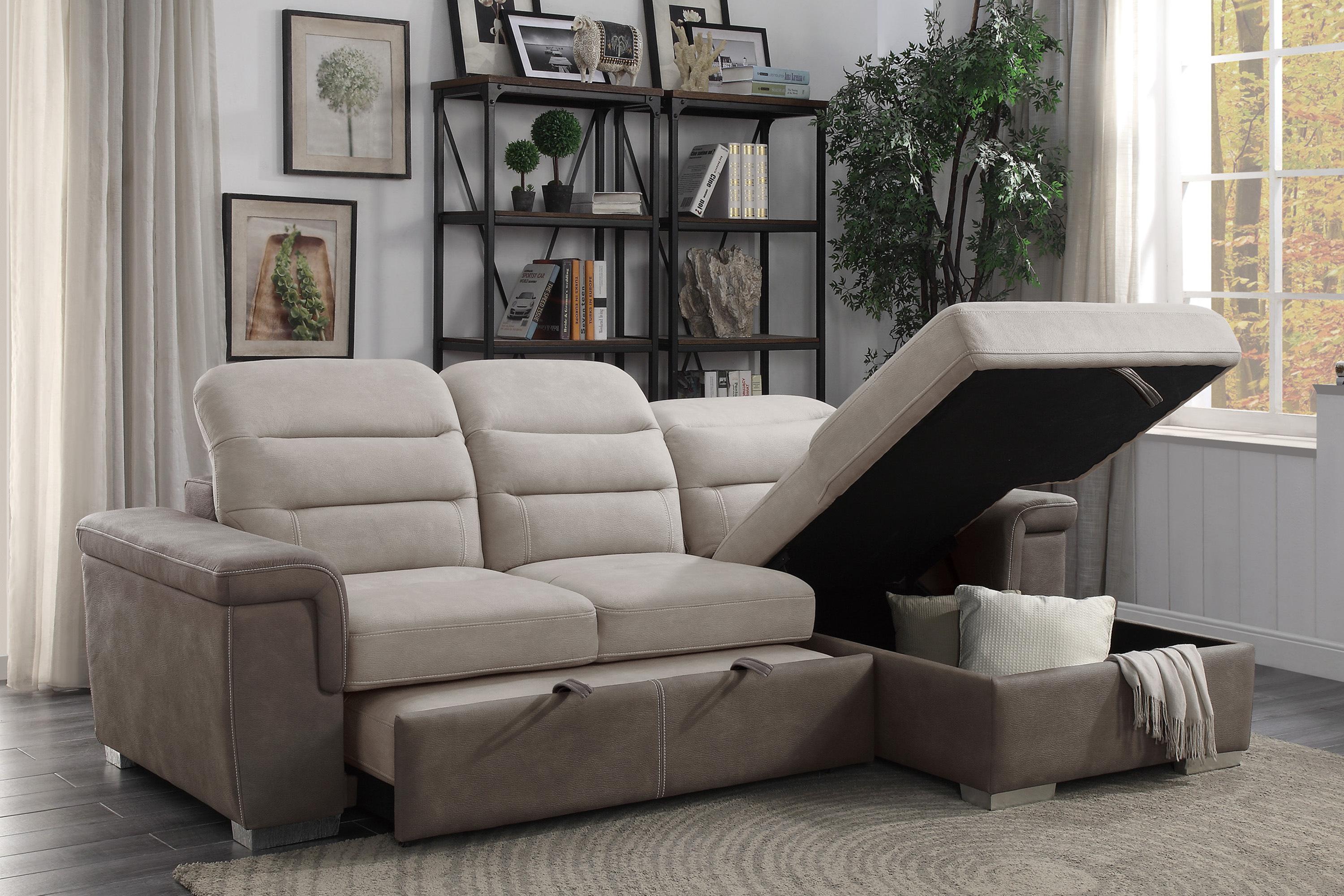 

                    
Buy Contemporary Beige & Taupe Microfiber 2-Piece Sectional Homelegance 9808*SC Alfio

