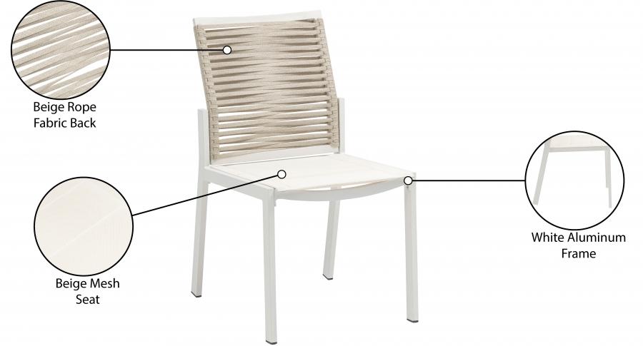 

                    
Buy Contemporary Beige/White Aluminium Patio Side Chairs Set 2PCS Meridian Furniture Maldives 343Beige-SC-2PCS
