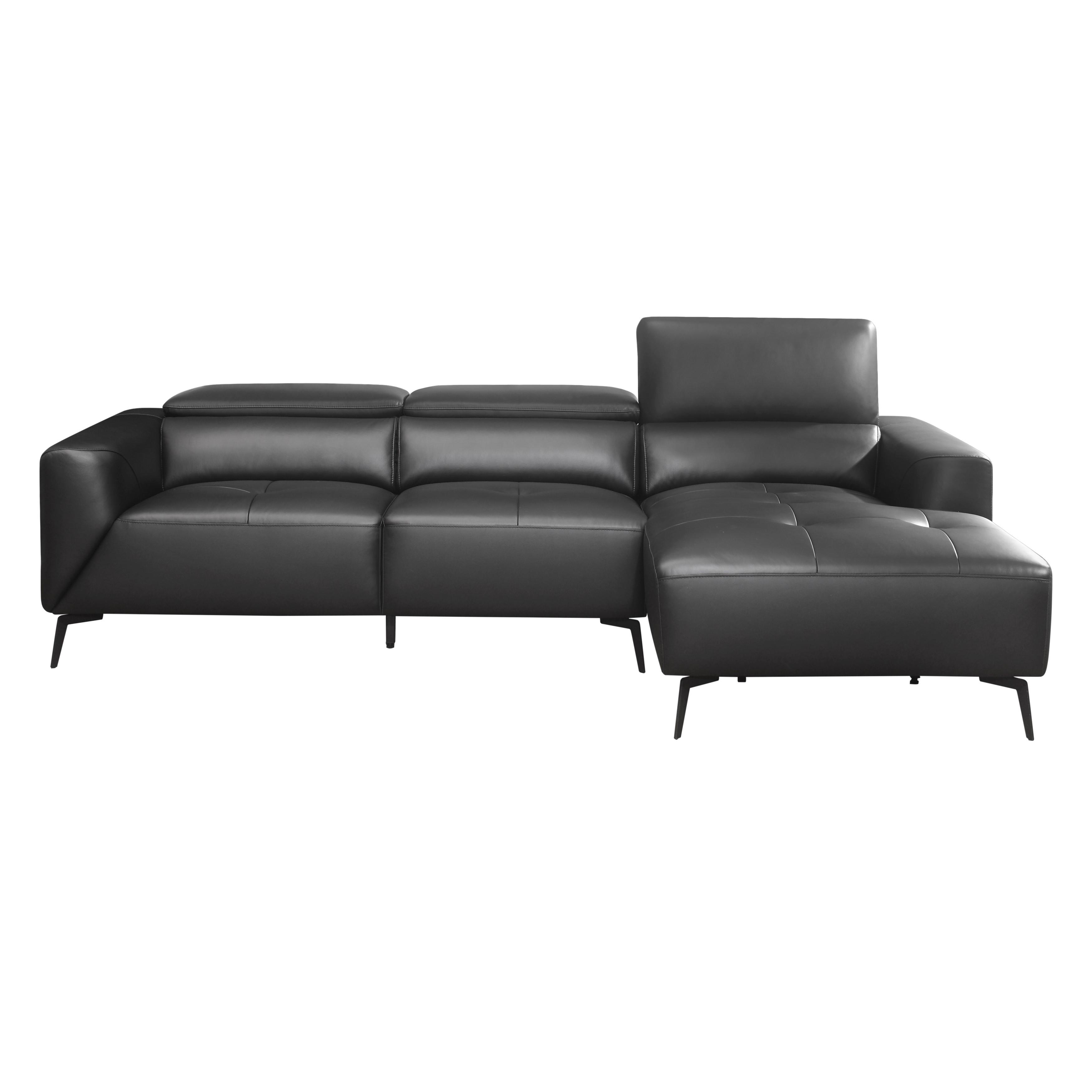Contemporary Sectional 9499BLK*SC Argonne 9499BLK*SC in Black Leather