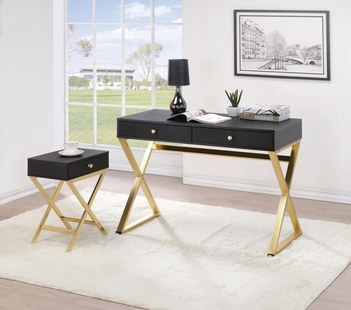 Contemporary, Modern Writing Desk with Accent Table 92310 Coleen 92310-2pcs in Black 