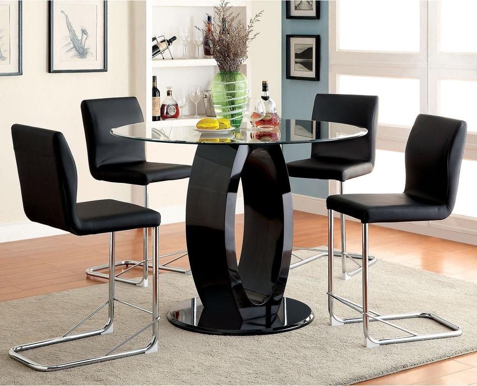 

    
Contemporary Black & Chrome Counter Room Set 5pcs Furniture of America Lodia
