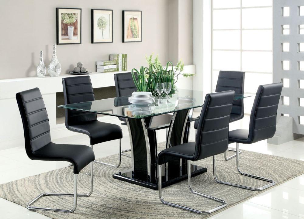 

    
Contemporary Black & Chrome Dining Room Set 5pcs Furniture of America Glenview & Mauna

