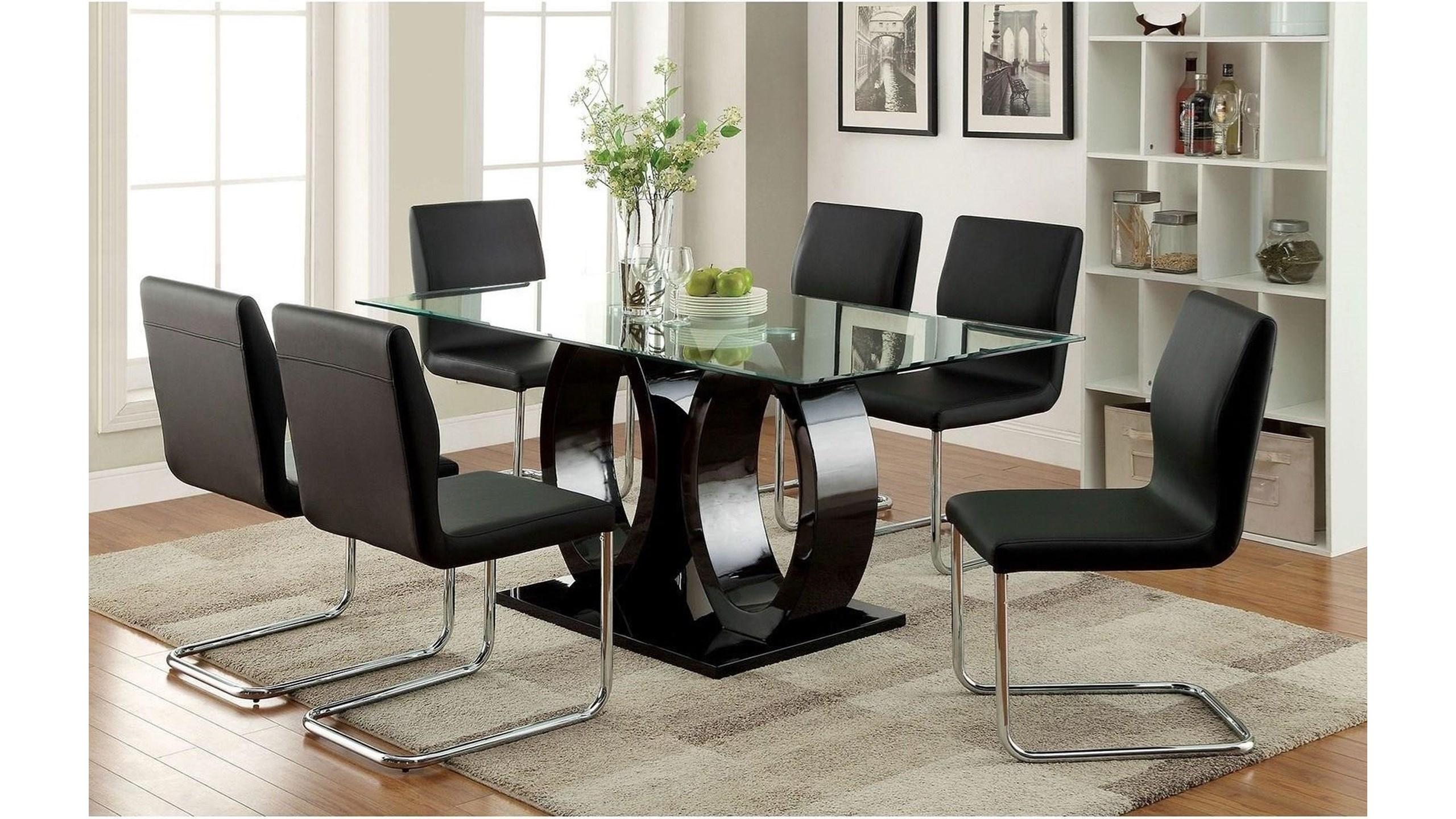 

    
Contemporary Black & Chrome Dining Room Set 5pcs Furniture of America Lodia
