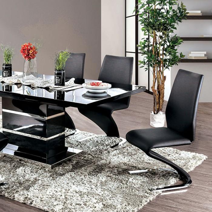 Contemporary Dining Table Set CM3650T-Set-5 Midvale CM3650T-5PC in Black Leatherette