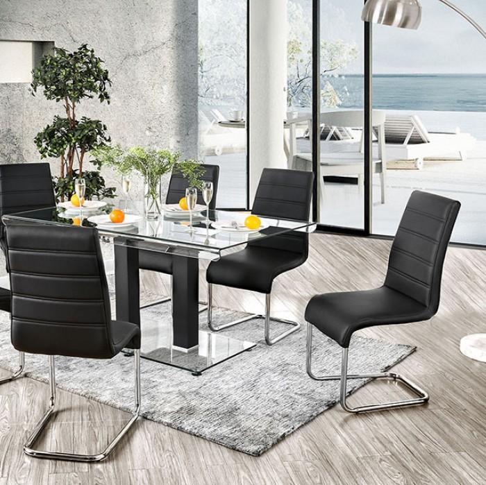 

    
Contemporary Black & Chrome Glass Dining Room Set 5pcs Furniture of America Richfield & Mauna
