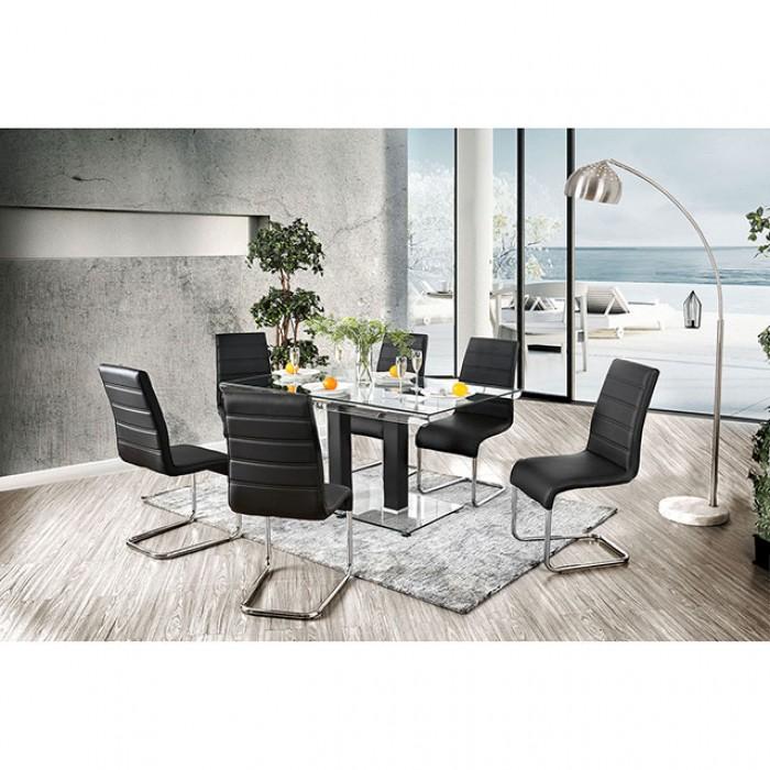 

    
Contemporary Black & Chrome Glass Dining Table Furniture of America CM3362BK-T Richfield
