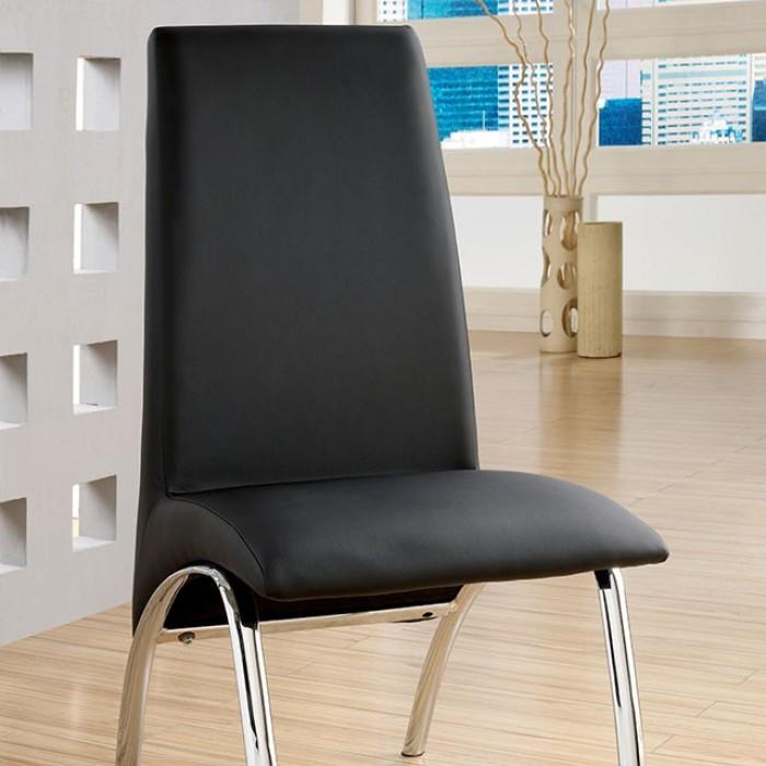 Contemporary Dining Chair Set CM8370BK-SC-2PK Wailoa CM8370BK-SC-2PK in Black Leatherette