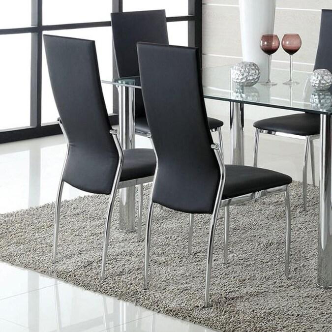 

    
Contemporary Black & Chrome Tempered Glass Dining Room Set 5pcs Furniture of America Kona & Kalawao
