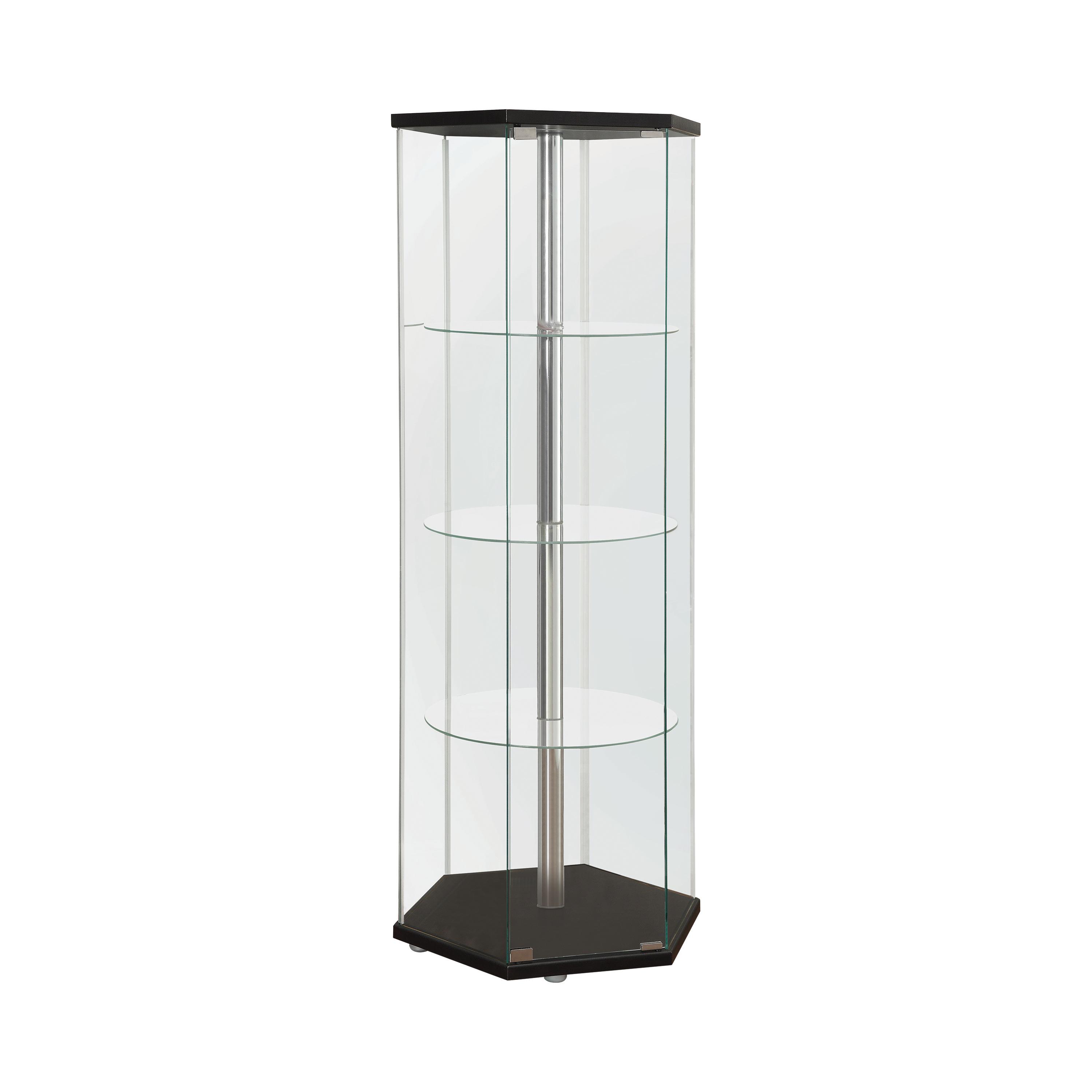 

    
Contemporary Black & Clear Tempered Glass Curio Cabinet Coaster 950276

