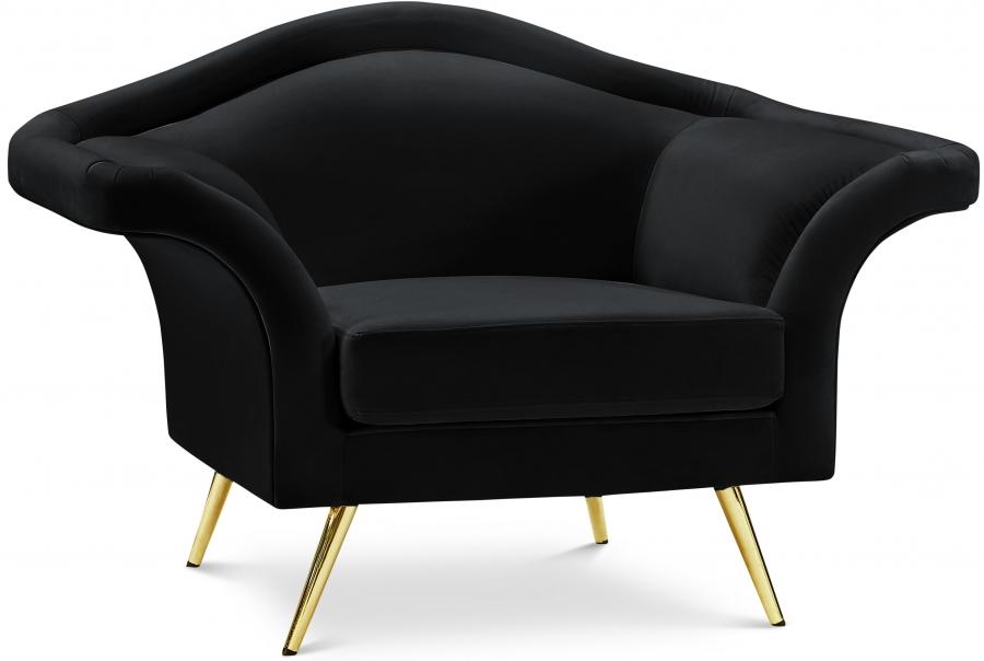 Contemporary Chair Lips Chair 607Black-C 607Black-C in Black Soft Velvet