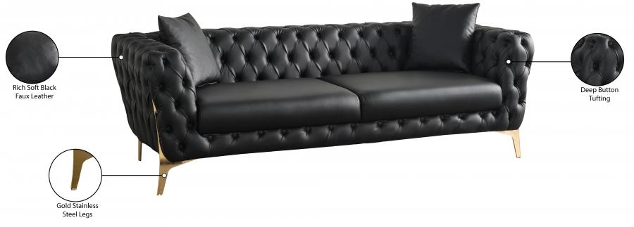

    
 Shop  Contemporary Black Engineered Wood Living Room Set 2PCS Meridian Furniture Aurora 682Black-S-2PCS
