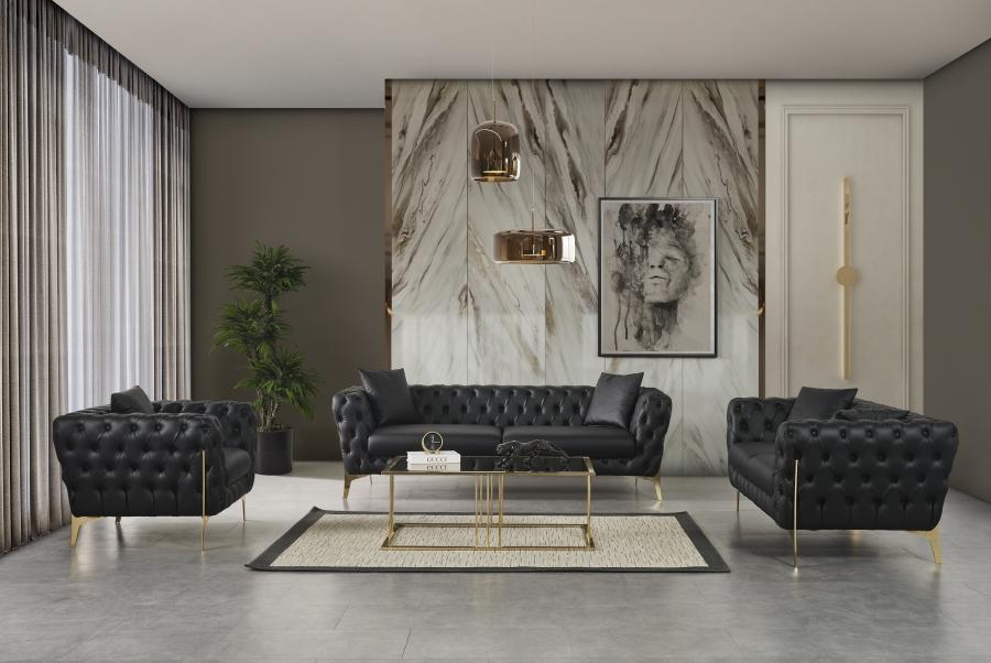 

    
Contemporary Black Engineered Wood Living Room Set 2PCS Meridian Furniture Aurora 682Black-S-2PCS
