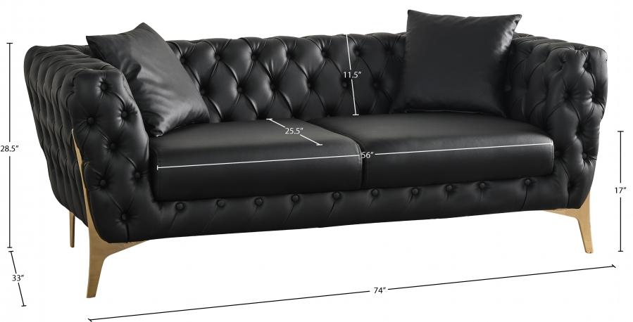 

    
 Shop  Contemporary Black Engineered Wood Living Room Set 2PCS Meridian Furniture Aurora 682Black-S-2PCS
