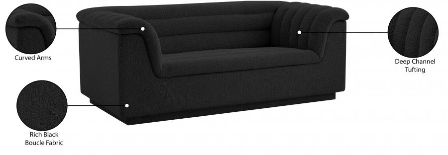 

    
 Shop  Contemporary Black Engineered Wood Living Room Set 2PCS Meridian Furniture Cascade 191Black-S-2PCS

