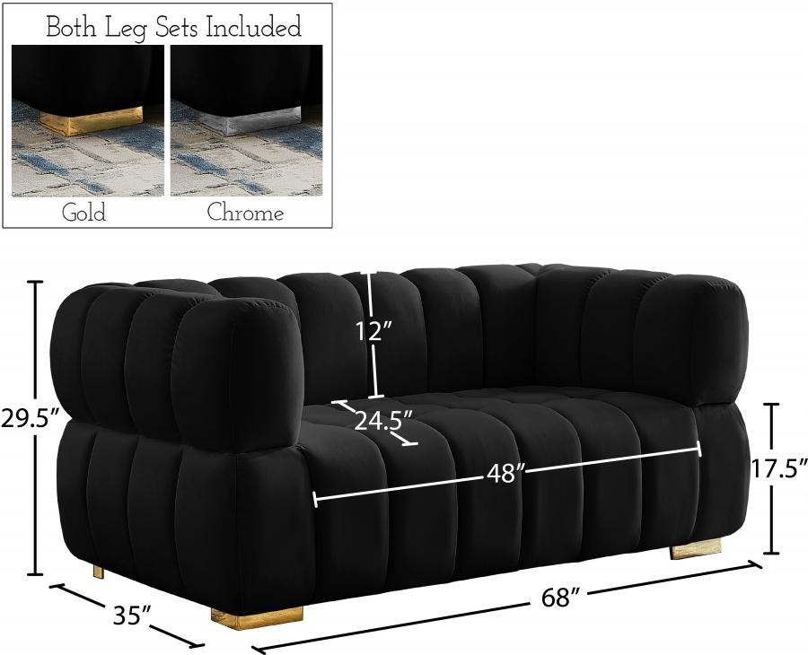 

    
 Order  Contemporary Black Engineered Wood Living Room Set 2PCS Meridian Furniture Gwen 670Black-S-2PCS
