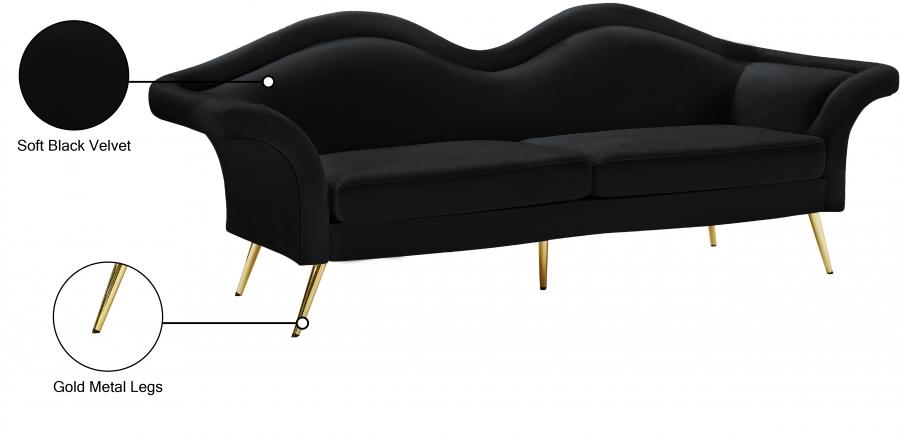 

    
 Shop  Contemporary Black Engineered Wood Living Room Set 2PCS Meridian Furniture Lips 607Black-S-2PCS
