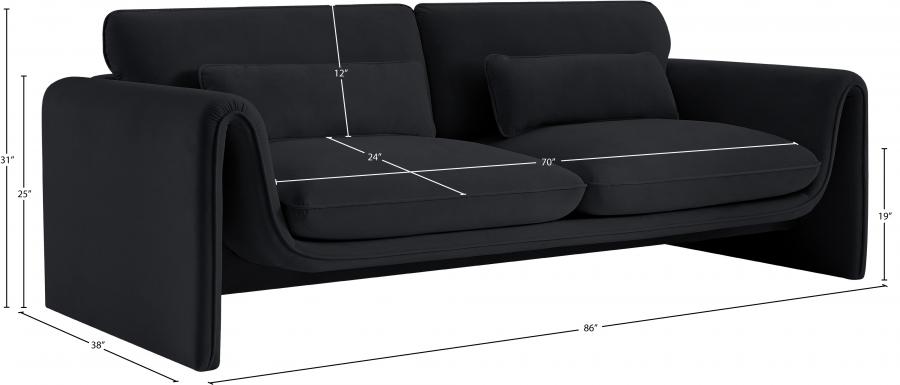 

    
 Shop  Contemporary Black Engineered Wood Living Room Set 2PCS Meridian Furniture Sloan 199Black-S-2PCS
