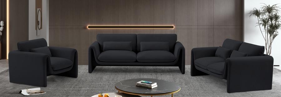 

    
Contemporary Black Engineered Wood Living Room Set 2PCS Meridian Furniture Sloan 199Black-S-2PCS
