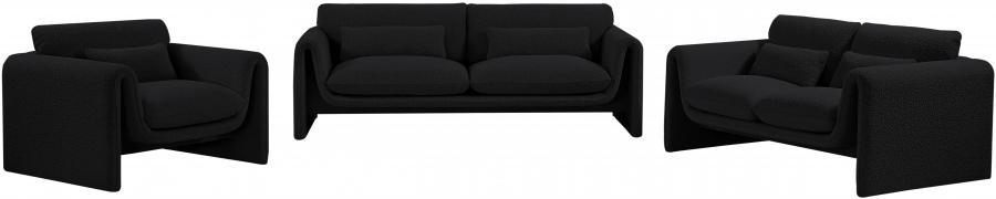 

    
Contemporary Black Engineered Wood Living Room Set 2PCS Meridian Furniture Stylus 198Black-S-2PCS

