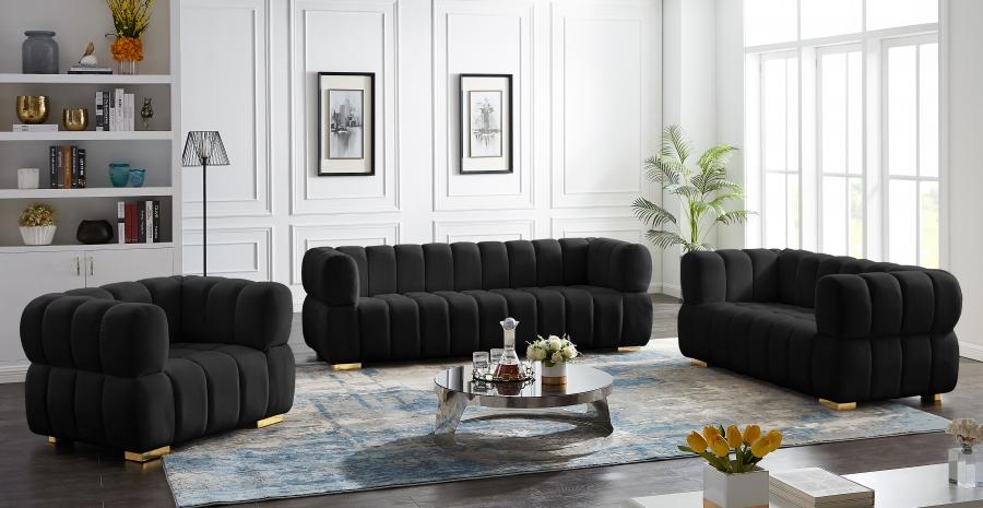 

    
Contemporary Black Engineered Wood Living Room Set 3PCS Meridian Furniture Gwen 670Black-S-3PCS
