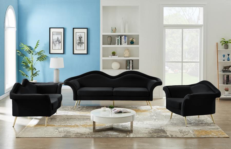 

    
Contemporary Black Engineered Wood Living Room Set 3PCS Meridian Furniture Lips 607Black-S-3PCS
