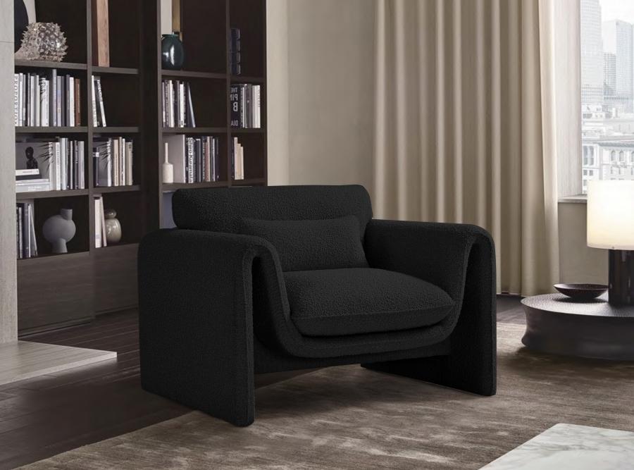 

    
 Shop  Contemporary Black Engineered Wood Living Room Set 3PCS Meridian Furniture Stylus 198Black-S-3PCS

