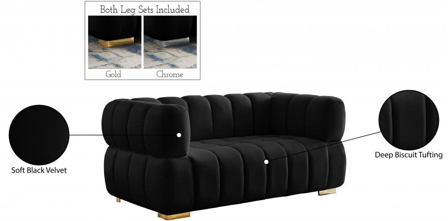 

    
 Shop  Contemporary Black Engineered Wood Loveseat Meridian Furniture Gwen 670Black-L
