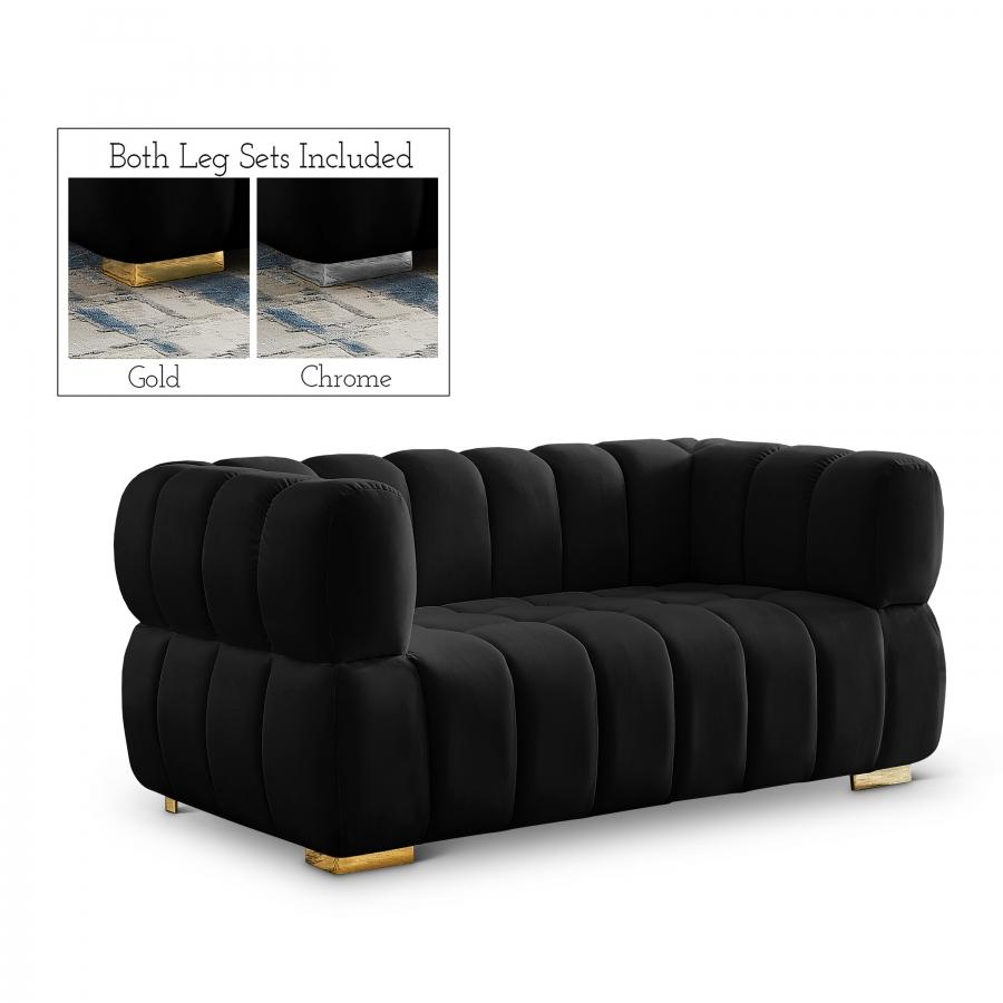 

    
Contemporary Black Engineered Wood Loveseat Meridian Furniture Gwen 670Black-L
