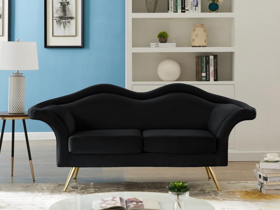 

    
Contemporary Black Engineered Wood Loveseat Meridian Furniture Lips 607Black-L

