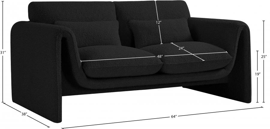 

        
53616516893938Contemporary Black Engineered Wood Loveseat Meridian Furniture Stylus 198Black-L
