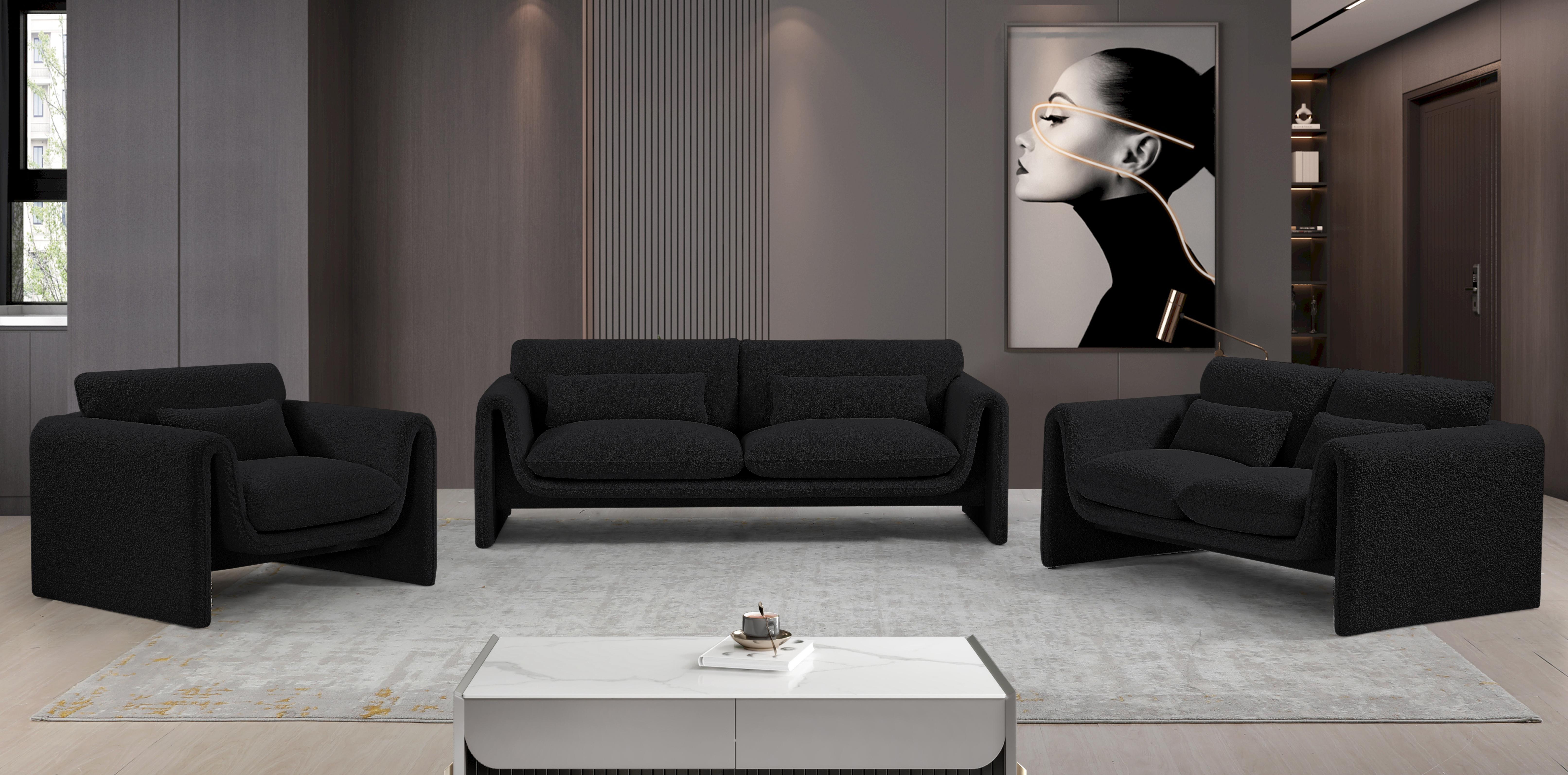 

    
 Photo  Contemporary Black Engineered Wood Loveseat Meridian Furniture Stylus 198Black-L
