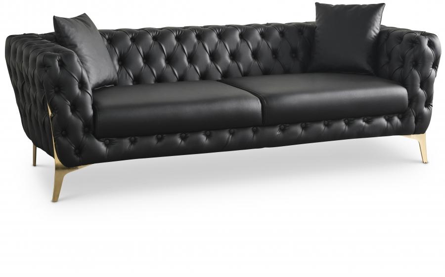 Contemporary Sofa Aurora Sofa 682Black-S 682Black-S in Black Faux Leather