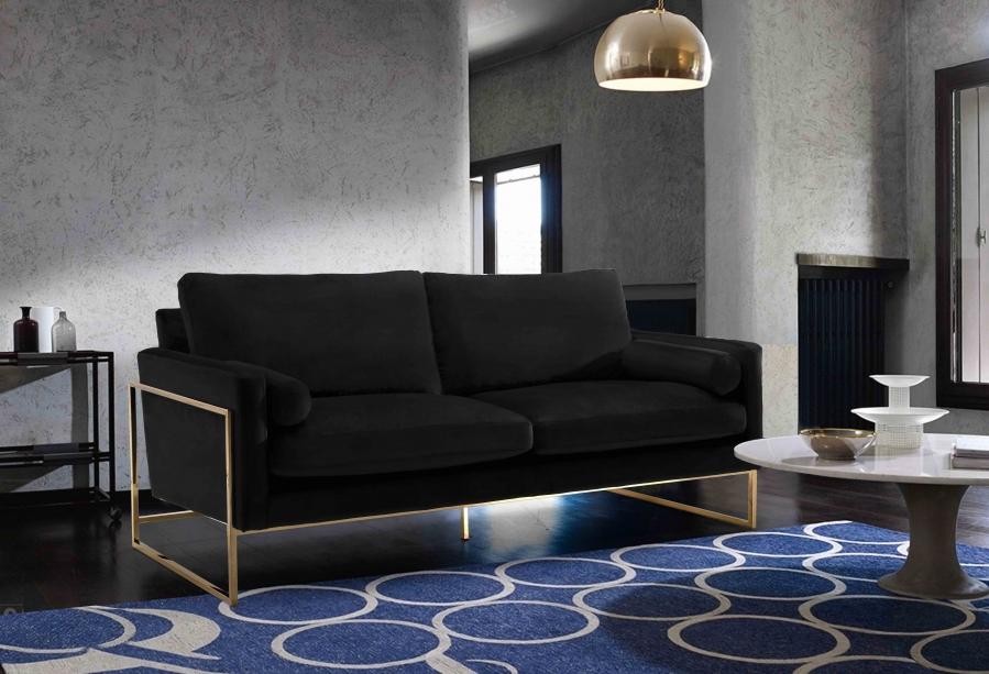 

    
Contemporary Black Engineered Wood Sofa Meridian Furniture Mila 678Black-S
