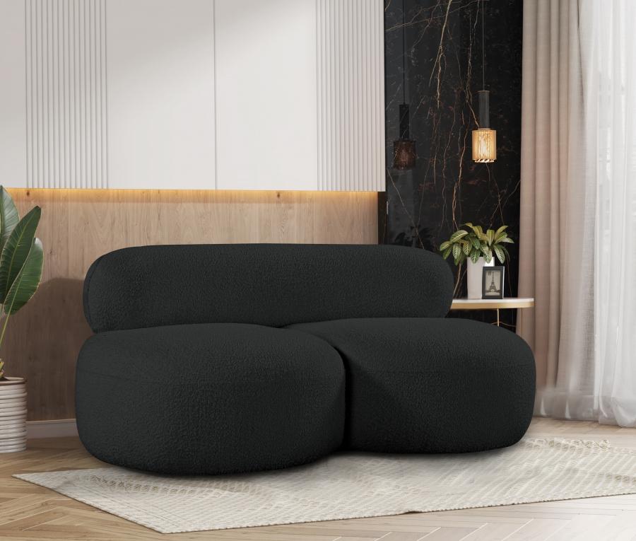 

    
Contemporary Black Eucalyptus Wood Loveseat Meridian Furniture Venti 140Black-L
