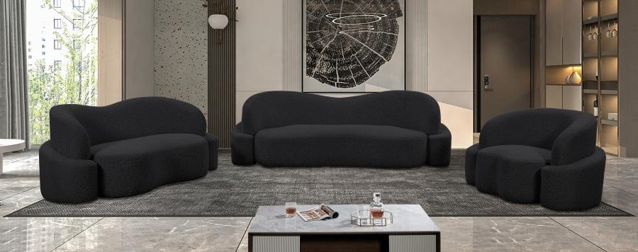 

    
Contemporary Black Eucalyptus Wood Sofa Meridian Furniture Principessa 108Black-S
