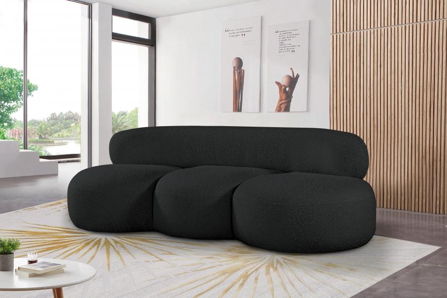 

    
Contemporary Black Eucalyptus Wood Sofa Meridian Furniture Venti 140Black-S
