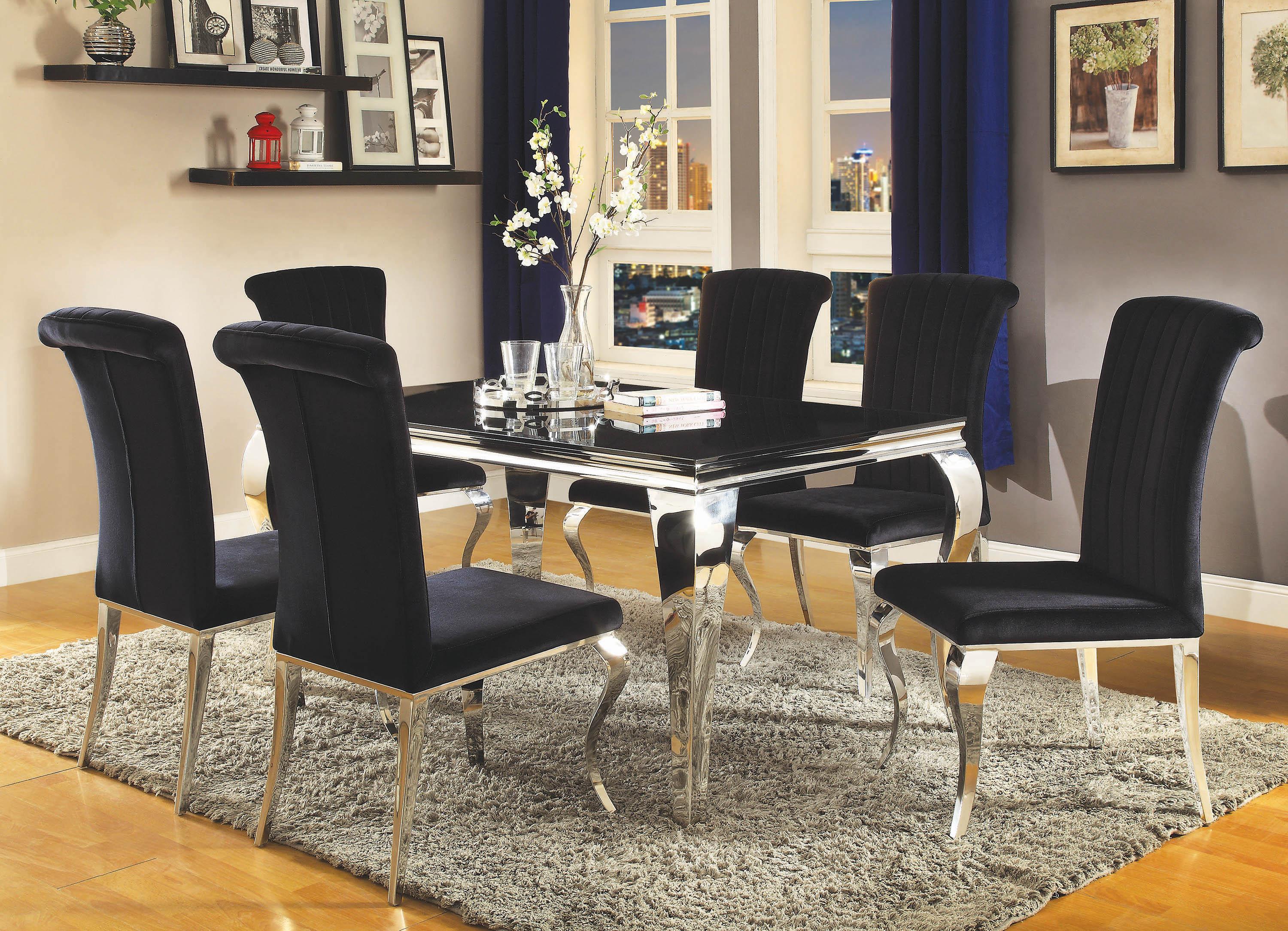 

    
Contemporary Black Fabric Upholstery Side chair Set 4 pcs Barzini by Coaster

