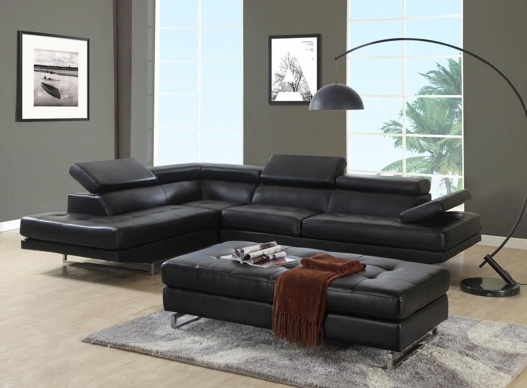 Contemporary Sectional Sofa Orlando Orlando  - Sectional in Black Faux Leather