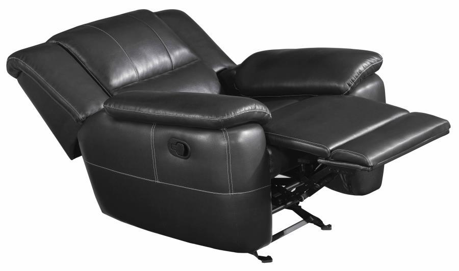 

    
 Shop  Contemporary Black Faux Leather Living Room Set 3pcs Coaster 601061-S3 Lee
