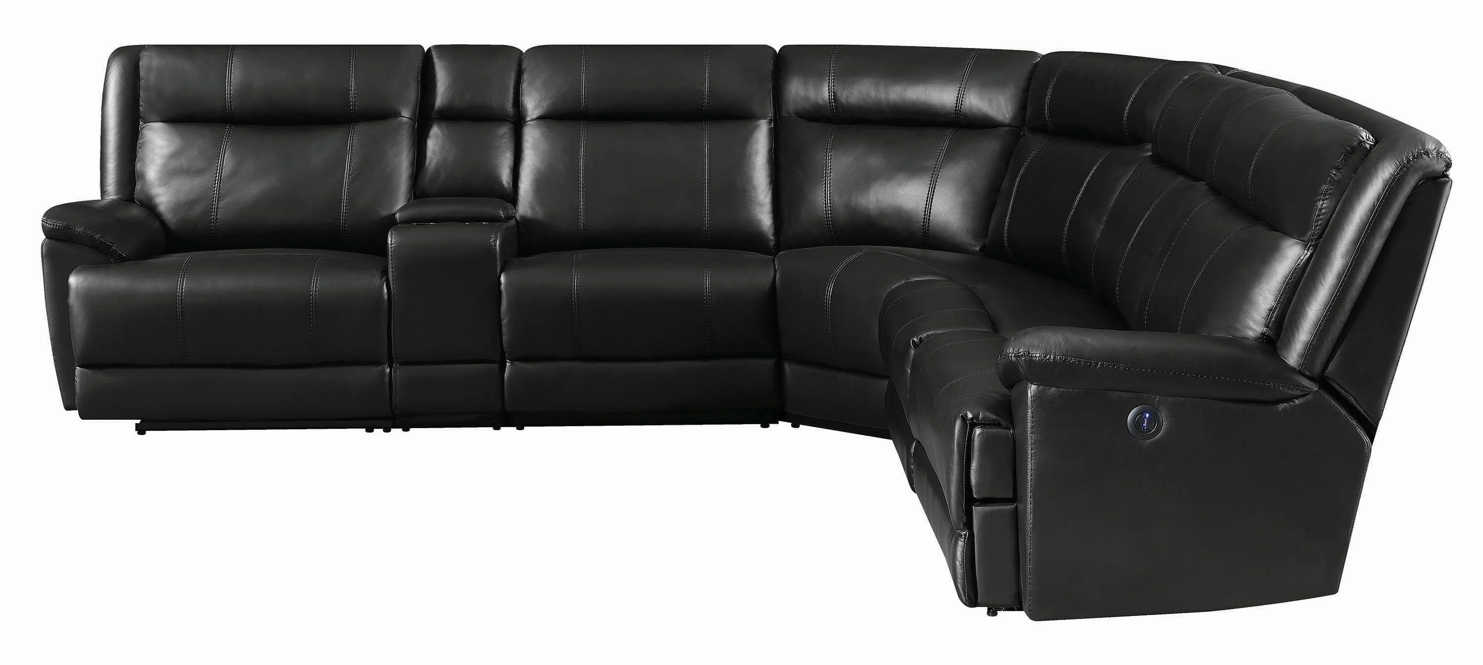 

    
 Order  Contemporary Black Faux Leather Upholstery 6pc power sectional Cullen by Coaster
