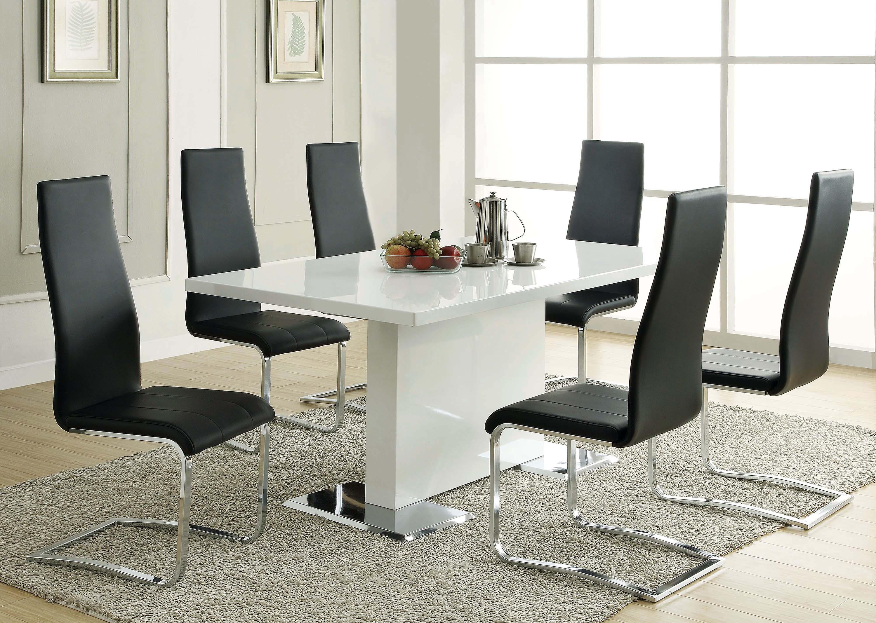 

    
Contemporary Black Faux Leather Upholstery Dining chair Set 4 pc Stanton Coaster
