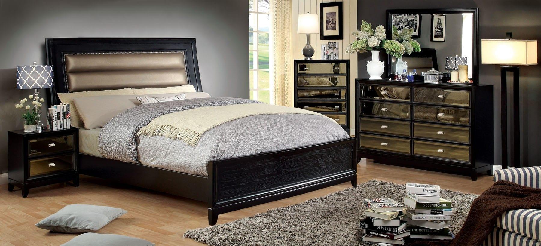 

        
Furniture of America GOLVA CM7295EK Platform Bed Black Leatherette 00847289064565
