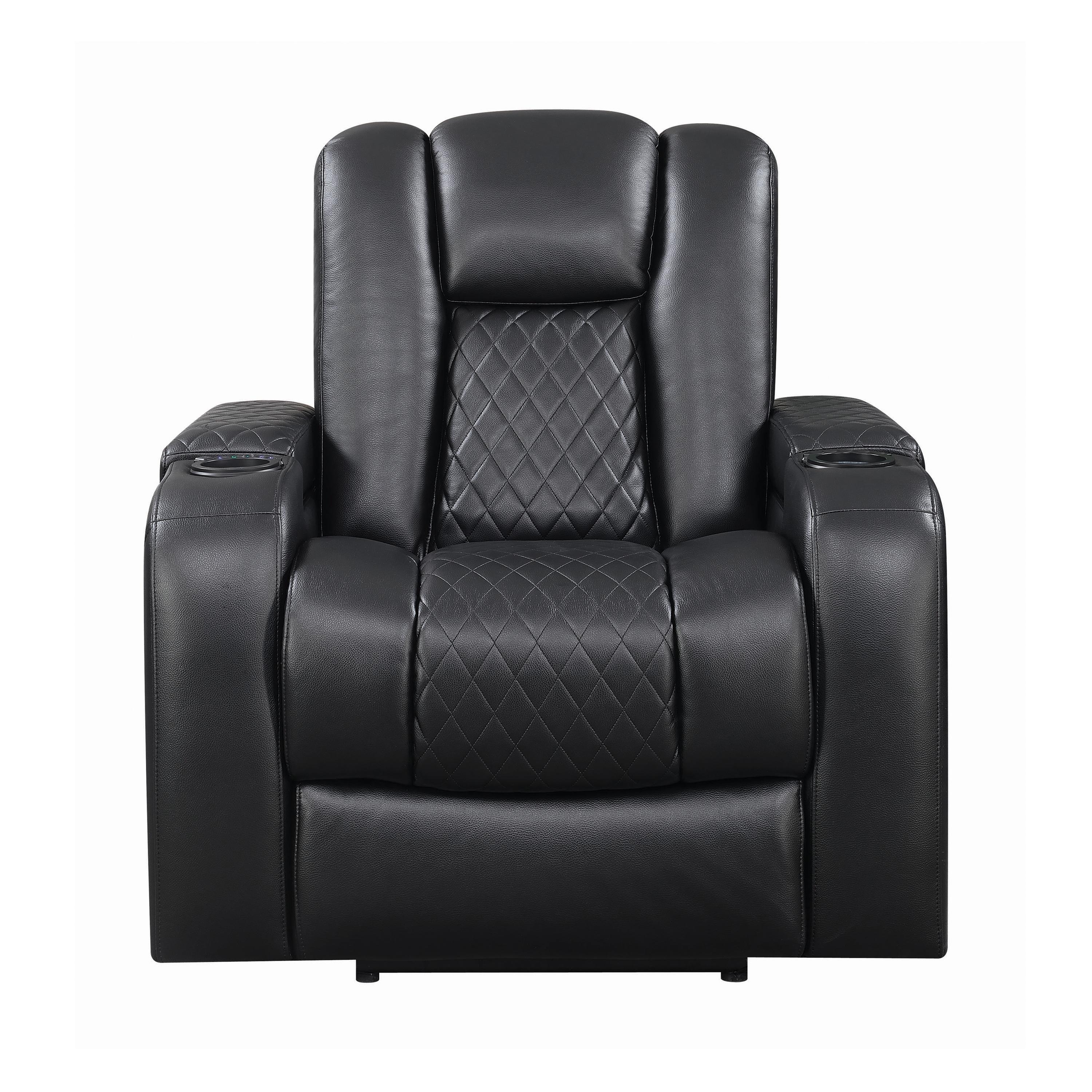 Contemporary Power recliner 602303P Delangelo 602303P in Black Faux Leather