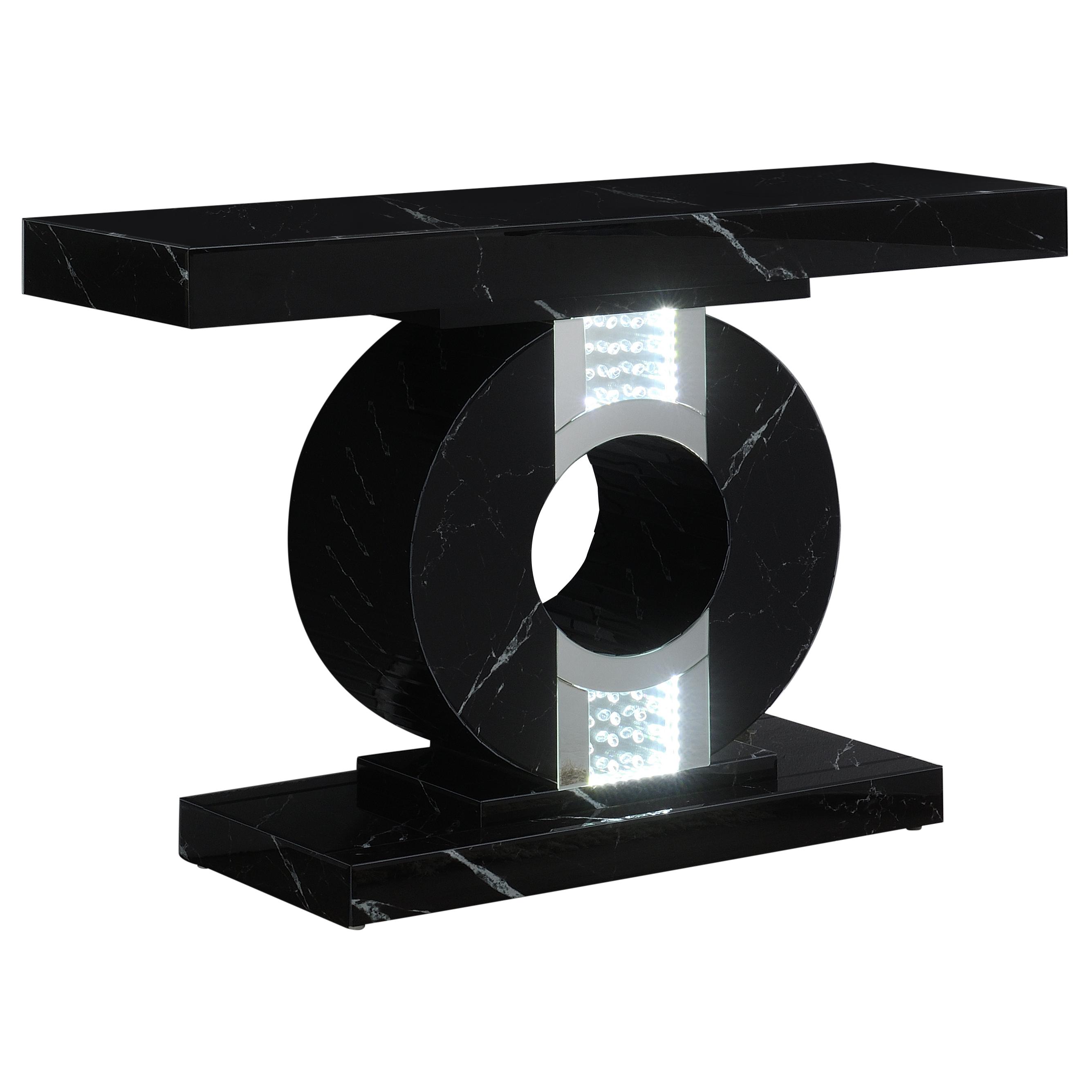 

    
Contemporary Black Faux Marble Console Table Coaster 953480
