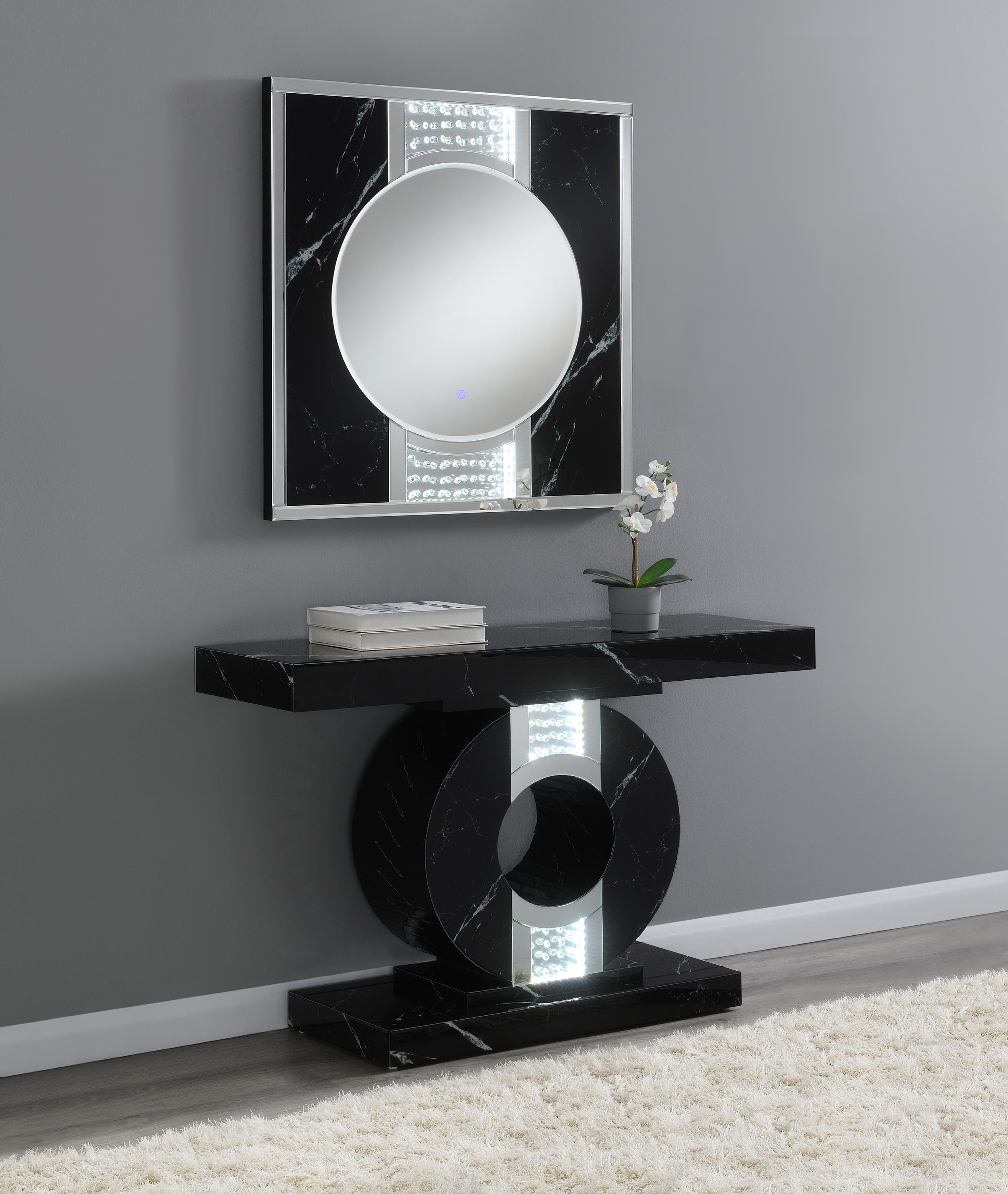 

    
Contemporary Black Faux Marble Console Table Coaster 953480
