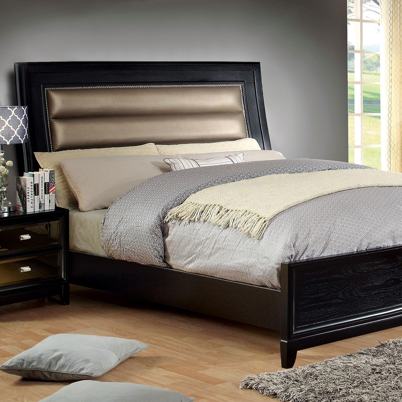 

    
Contemporary Black Finish Upholstered Queen Bed Golva by Furniture of America
